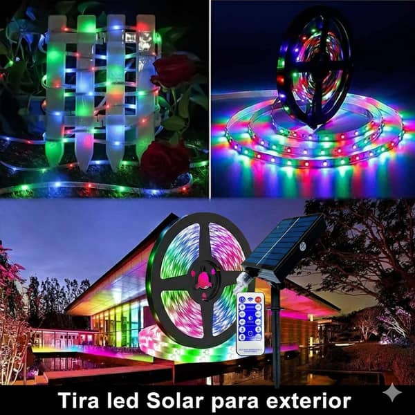 Tira LED 5 mts SOLAR RGB con control 